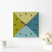 Blauwgroen Blauw Geel Olive Groen Vierkante Klok (Huis)