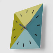 Blauwgroen Blauw Geel Olive Groen Vierkante Klok (Hoek)