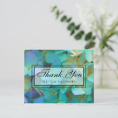 Blauwgroen blauw geel roze hortensia's bedankkaart (Staand voorkant)