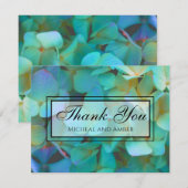 Blauwgroen blauw geel roze hortensia's bedankkaart (Voorkant / Achterkant)