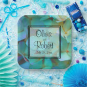 Blauwgroen blauw geel roze hortensia's papieren bordje (Feest)