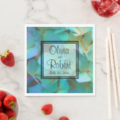 Blauwgroen blauw geel roze hortensia's servet (Insitu)