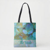 Blauwgroen blauw geel roze hortensia's tote bag (Voorkant)