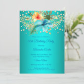 Blauwgroen blauw Gele goudpalmen bloemen Birthday Kaart (Staand voorkant)