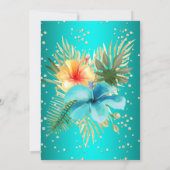 Blauwgroen blauw Gele goudpalmen bloemen Birthday Kaart (Achterkant)