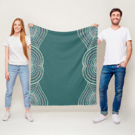 blauwgroen blauw-gele roze concentrische harten Re Fleece Deken