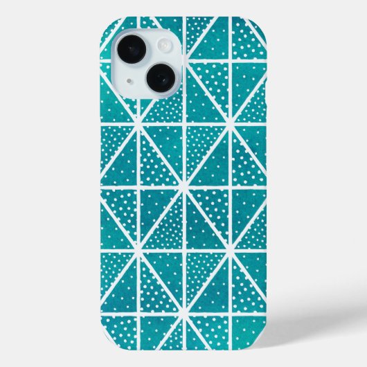 Blauwgroen Blauw Geometrisch Patroon Driehoek Stip Case-Mate iPhone Case (Achterkant)
