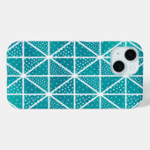 Blauwgroen Blauw Geometrisch Patroon Driehoek Stip Case-Mate iPhone Case (Achterkant (horizontaal))