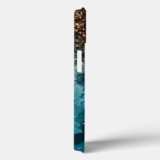 Blauwgroen blauw gepersonaliseerd glitter monogram Case-Mate iPhone case (Achterkant / Rechts)