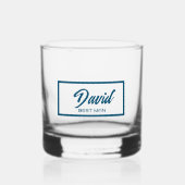 Blauwgroen blauw gepersonaliseerde bruiloft beste whisky glas (Voorkant)