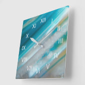 Blauwgroen blauw geschuurd Agate met Romeinse Nume Vierkante Klok (Hoek)