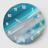 Blauwgroen blauw-geschuurd Agate Patroon Grote Klok (Voorkant)