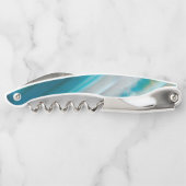 Blauwgroen blauw-geschuurd Agate Patroon Kurkentrekker (Achterkant)