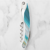 Blauwgroen blauw-geschuurd Agate Patroon Kurkentrekker (Voorkant)