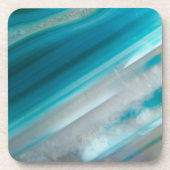 Blauwgroen blauw-geschuurd Agate Patroon Onderzetter (Voorkant)