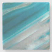 Blauwgroen blauw-geschuurd Agate Patroon Stenen Onderzetter (Voorkant)