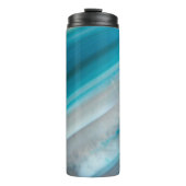 Blauwgroen blauw-geschuurd Agate Patroon Thermosbeker (Voorkant)