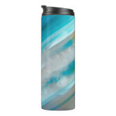 Blauwgroen blauw-geschuurd Agate Patroon Thermosbeker (Geroteerd rechts)