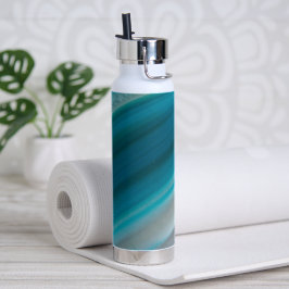 Blauwgroen blauw-geschuurd Agate Patroon Waterfles