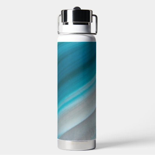 Blauwgroen blauw-geschuurd Agate Patroon Waterfles (Achterkant)