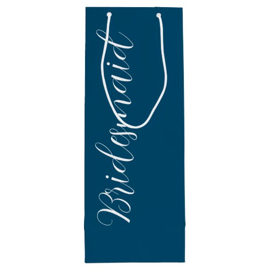 Blauwgroen blauw gestileerd script bruiloft bruids wijn cadeautas (Achterkant)