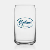 Blauwgroen blauw gestileerde naam bruiloft bruidsm blikvorm glas (Voorkant)