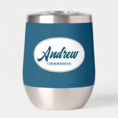 Blauwgroen blauw gestileerde naam bruiloft Groomsm (Voorkant)