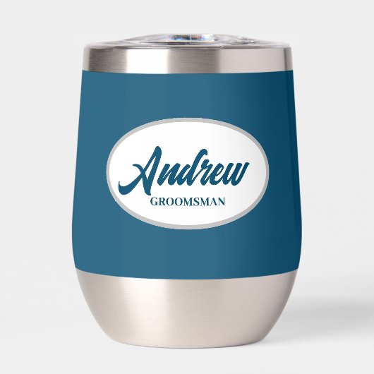 Blauwgroen blauw gestileerde naam bruiloft Groomsm (Voorkant)