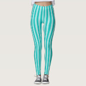 Blauwgroen blauw gestreept patroon leggings (Voorkant)