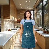 Blauwgroen Blauw Gestructureerde Stof Met Kruiden Schort