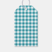 Blauwgroen Blauw Gingham Glitter Ballons Verjaard Cadeaulabel (Achterkant)