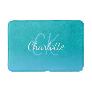 Blauwgroen blauw glitter aqua zee groen monogram i badmat
