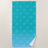 Blauwgroen blauw glitter aqua zee groen monogram i strandlaken (Voorkant)