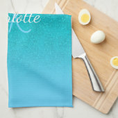 Blauwgroen blauw glitter aqua zee groen monogram i theedoek (Quarter Fold)