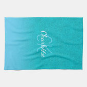 Blauwgroen blauw glitter aqua zee groen monogram i theedoek (Horizontaal)