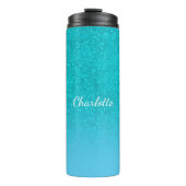 Blauwgroen blauw glitter aqua zee groen monogram i thermosbeker (Voorkant)