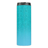 Blauwgroen blauw glitter aqua zee groen monogram i thermosbeker (Achterkant)