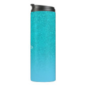 Blauwgroen blauw glitter aqua zee groen monogram i thermosbeker (Geroteerd rechts)