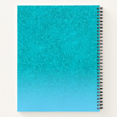 Blauwgroen blauw glitter aqua zee groen monogram notitieboek (Achterkant)