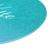 Blauwgroen blauw glitter aqua zee groen monogram snijplank (Hoek)