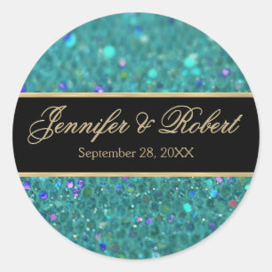 Blauwgroen Blauw Glitter Bruiloft Sticker