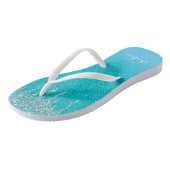Blauwgroen blauw glitter druppelt waterige zee gro teenslippers (Schuin)