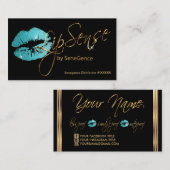 Blauwgroen blauw glitter en goud visitekaartje (Voorkant / Achterkant)