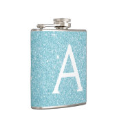 Blauwgroen blauw glitter en spaarmonogram heupfles (Rechts)