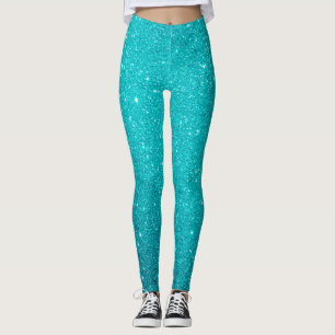 Blauwgroen blauw glitter glam leggings