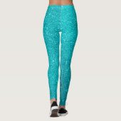 Blauwgroen blauw glitter-glam met peacock-doether leggings (Achterkant)