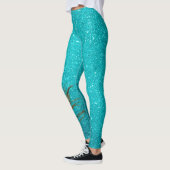 Blauwgroen blauw glitter-glam met peacock-doether leggings (Links)