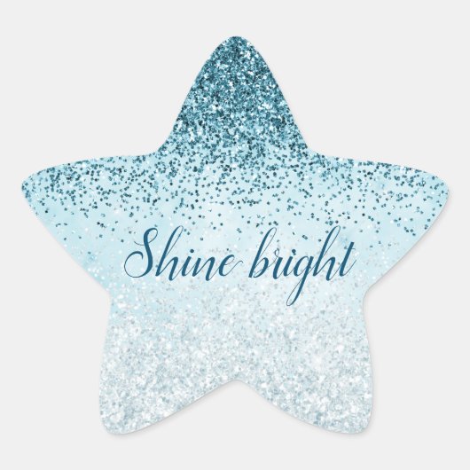 Blauwgroen Blauw Glitter Glitz glinsterende glam Ster Sticker (Voorkant)