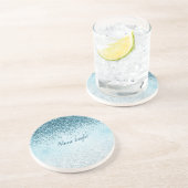 Blauwgroen Blauw Glitter Glitz glinsterende glam Zandsteen Onderzetter (Zijkant)