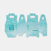 Blauwgroen blauw glitter & lint 60e verjaardag bedankdoosjes (Uitgevouwen)